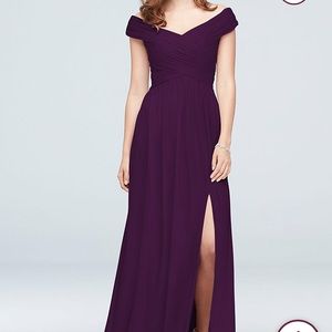 Plum mesh dress size 14 with a slit